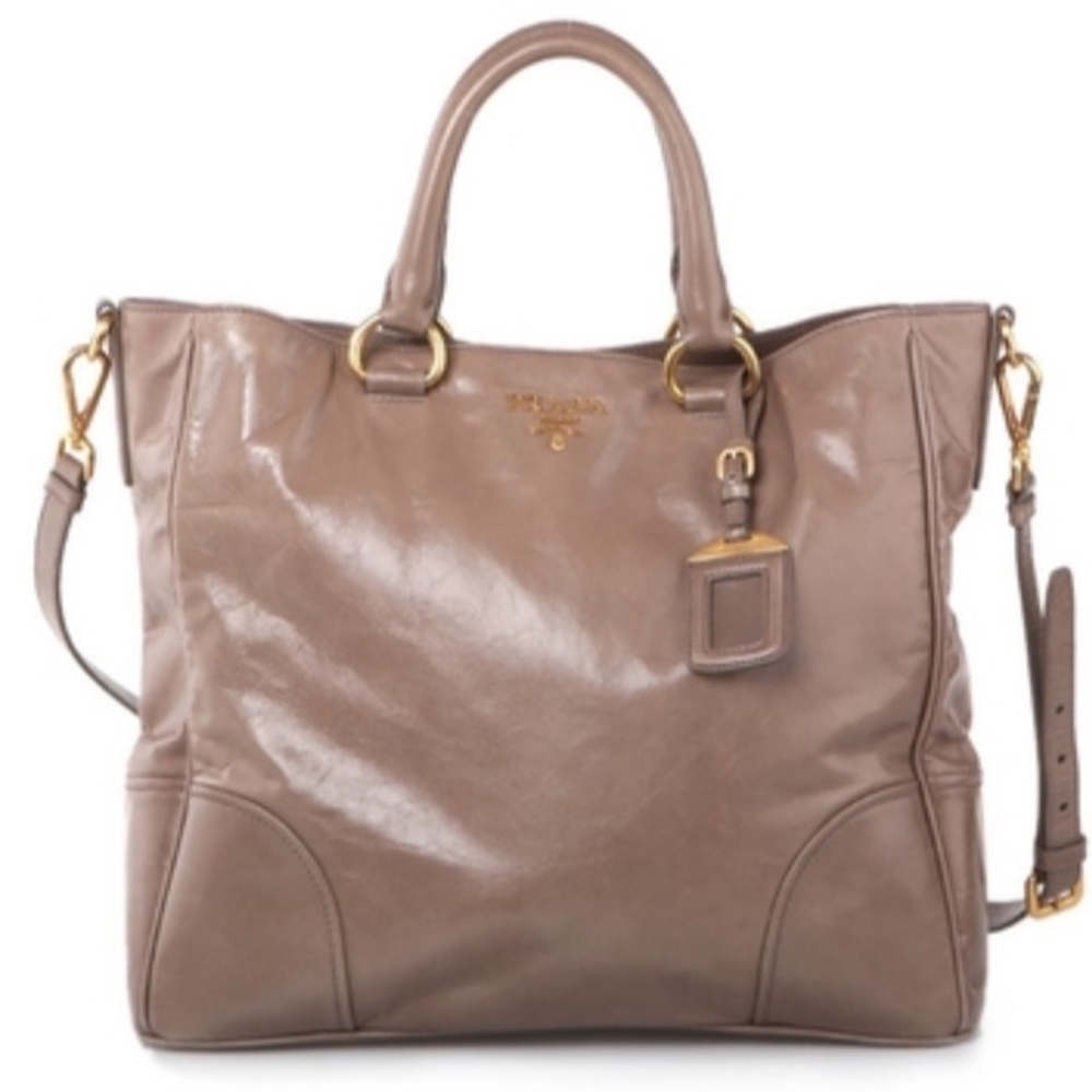 Authentic Prada Tote In Nube Grey Vitello BN2326